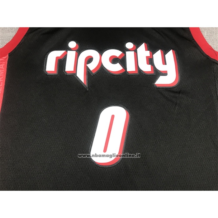Maglia Portland Trail Blazers Damian Lillard #0 Citta 2021-22 Nero